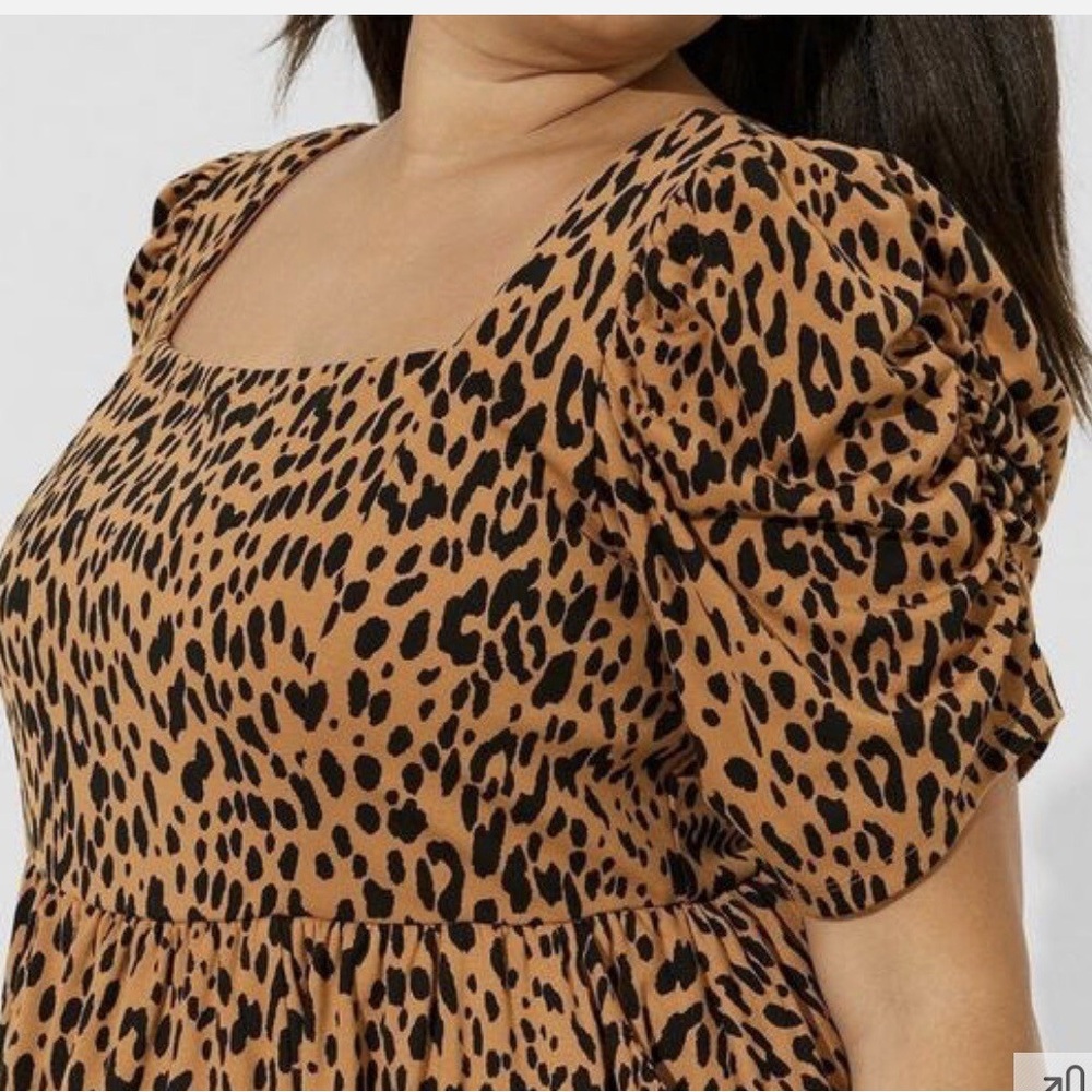 NWT Betsey Johnson x Torrid Mini Puff Sleeve Skater Dress Animal Print Size 3X - Picture 2 of 10